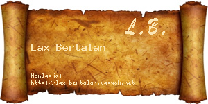 Lax Bertalan névjegykártya